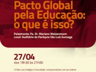 Pacto global pela educação será tema de palestra 
